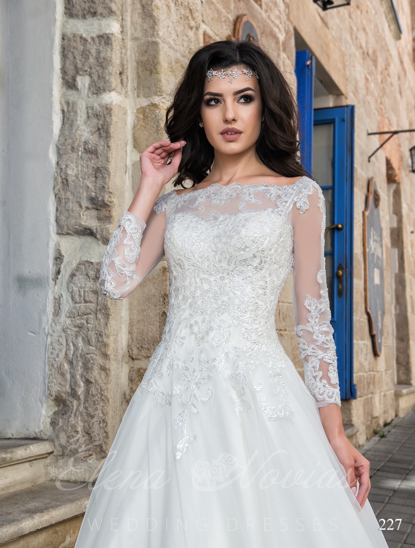 Wedding dress with a false decolette model 227